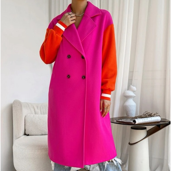 Classic Colorblock Double Breasted Lightweight Coat - Picture 7 of 7